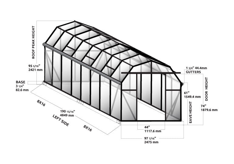 Grandio Elite 8x16 Greenhouse ELITE-816