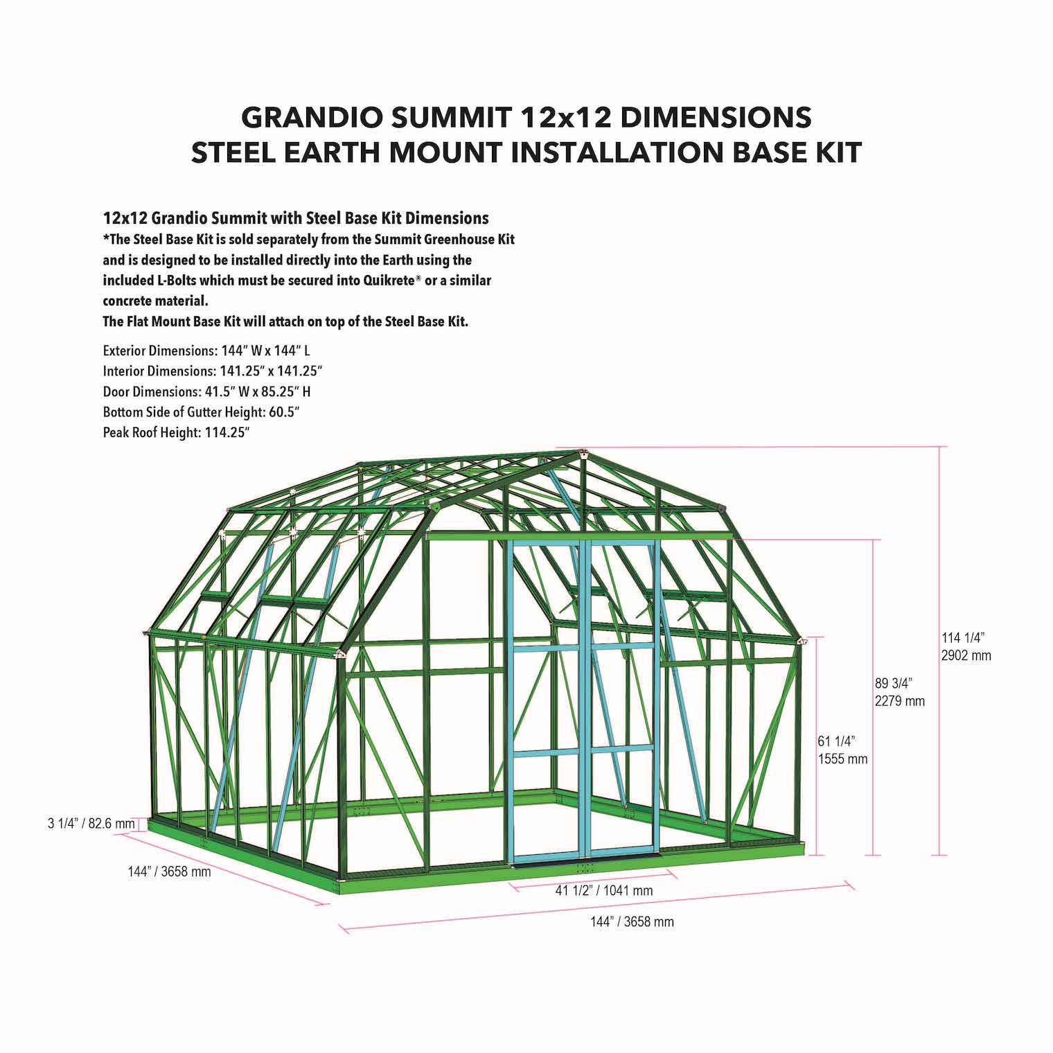 Grandio Summit 12x12 Greenhouse SUMMIT-1212