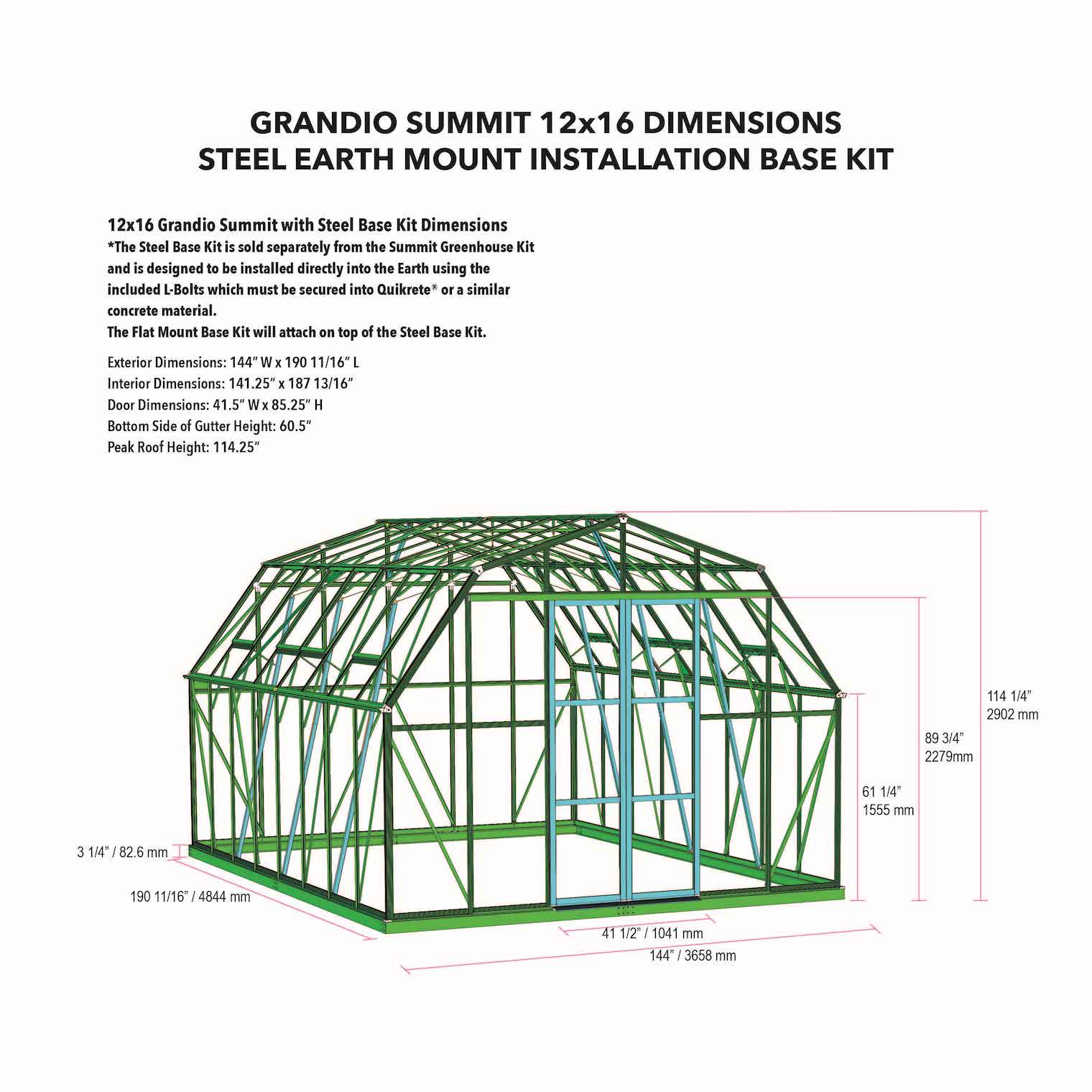 Grandio Summit 12x16 Greenhouse SUMMIT-1216