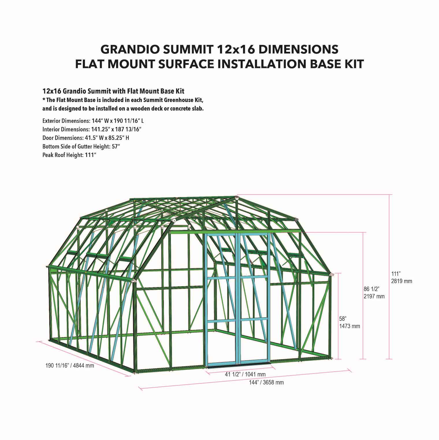 Grandio Summit 12x16 Greenhouse SUMMIT-1216