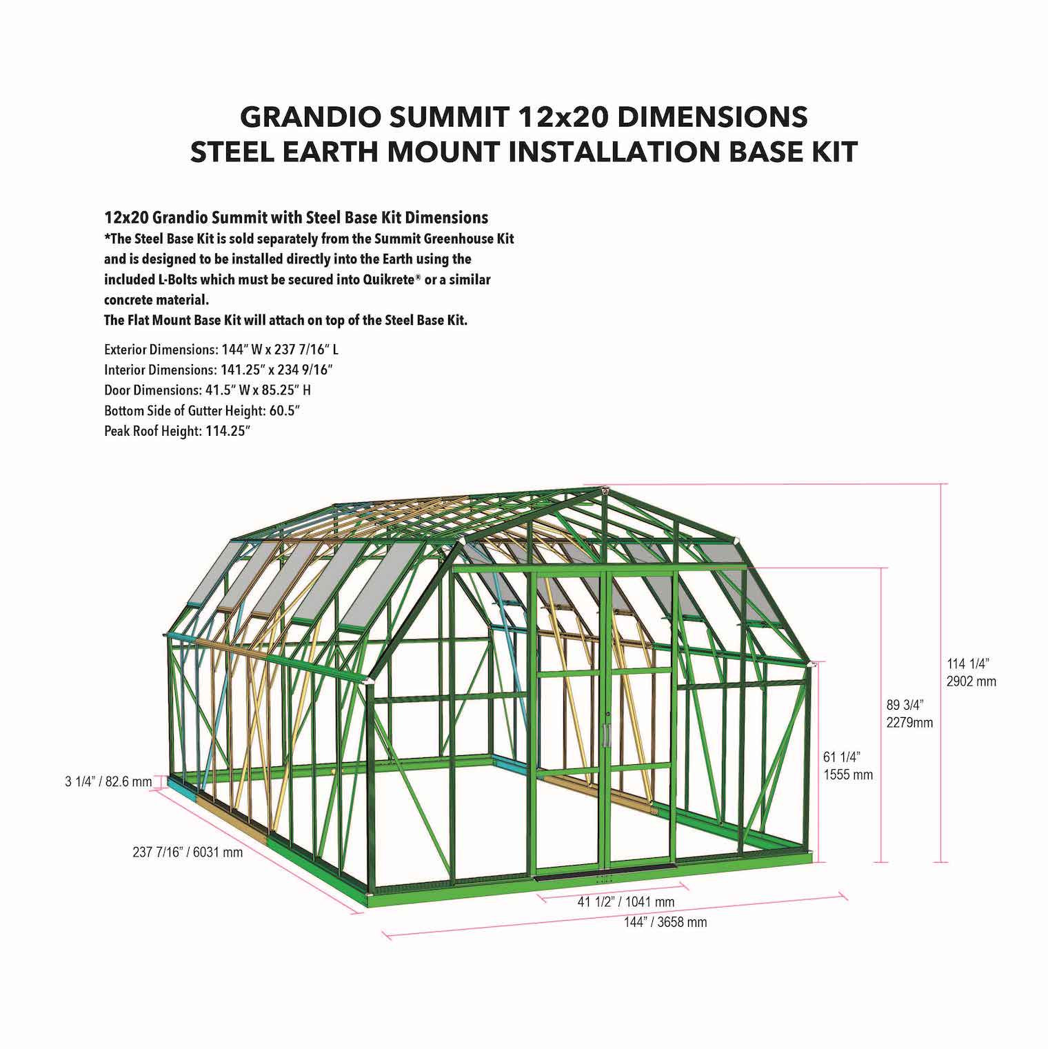 Grandio Summit 12x20 Greenhouse SUMMIT-1220