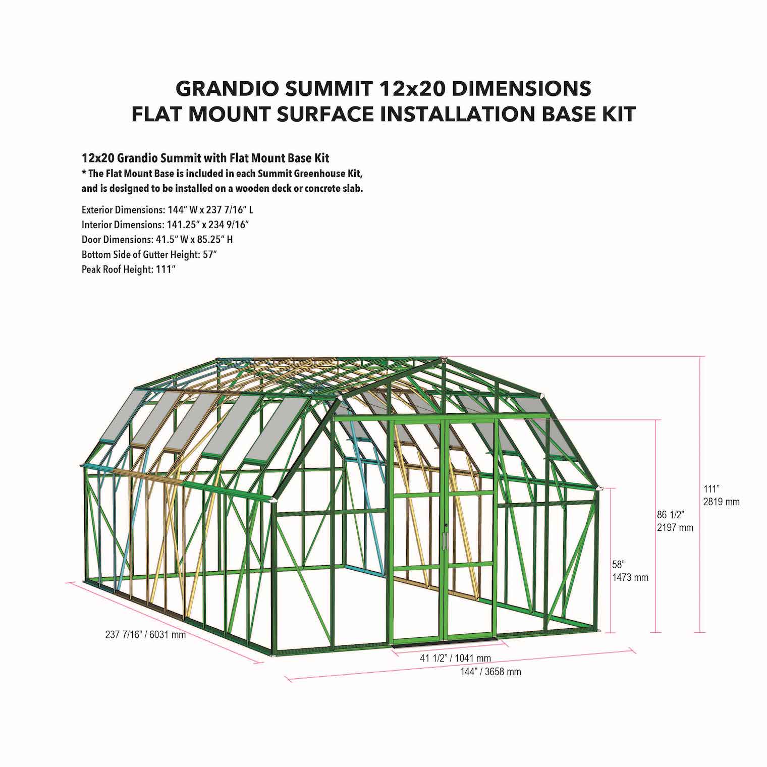 Grandio Summit 12x20 Greenhouse SUMMIT-1220