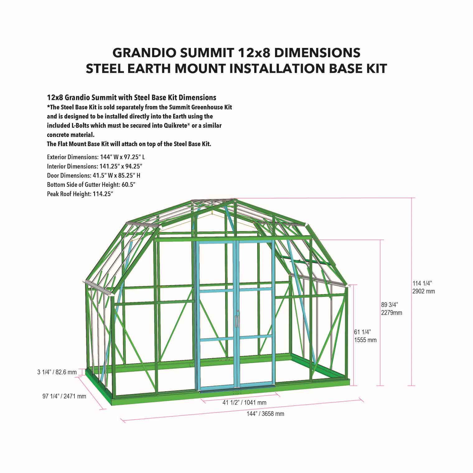 Grandio Summit 12x8 Greenhouse SUMMIT-128