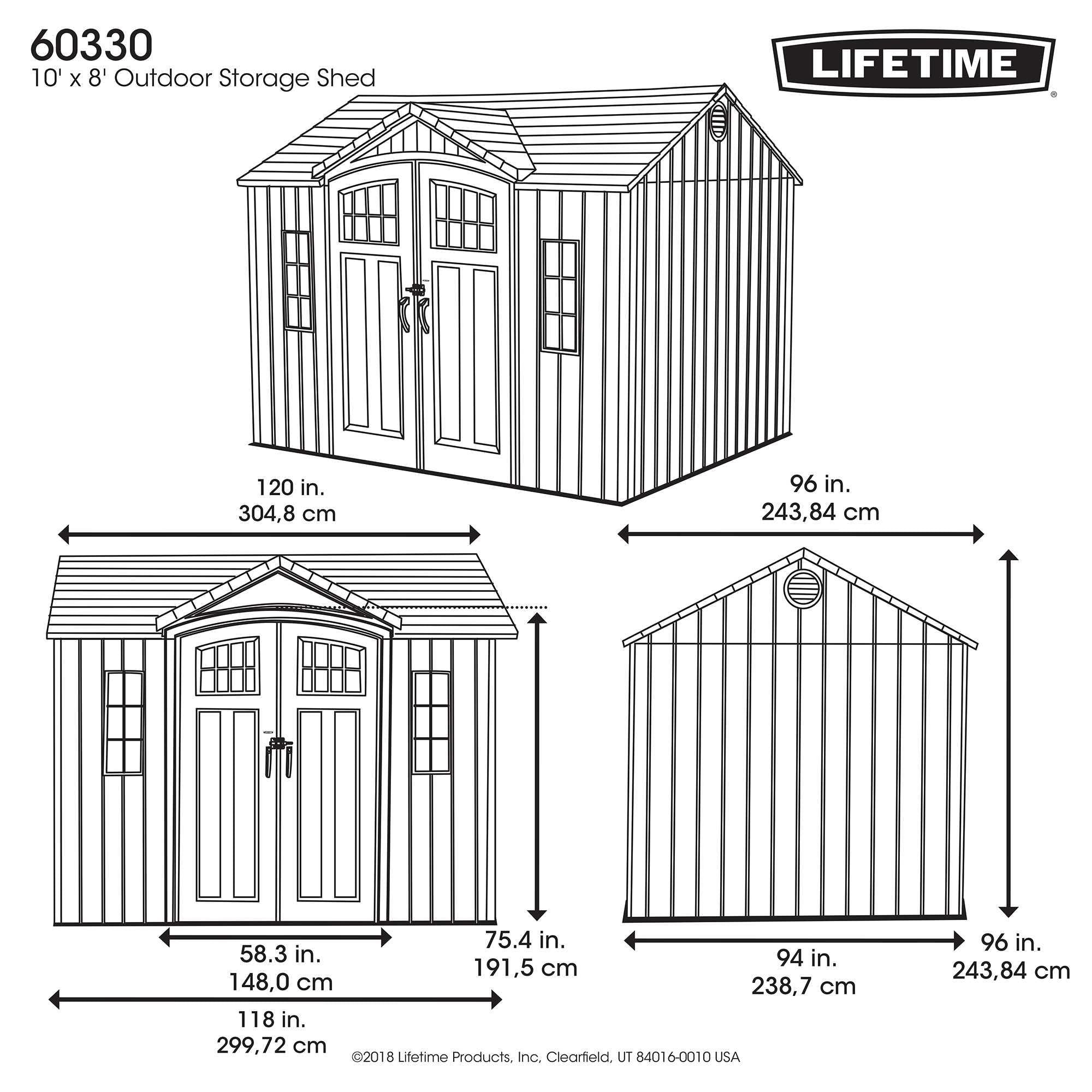 Lifetime 10 Ft. X 8 Ft. Outdoor Storage Shed - 60330