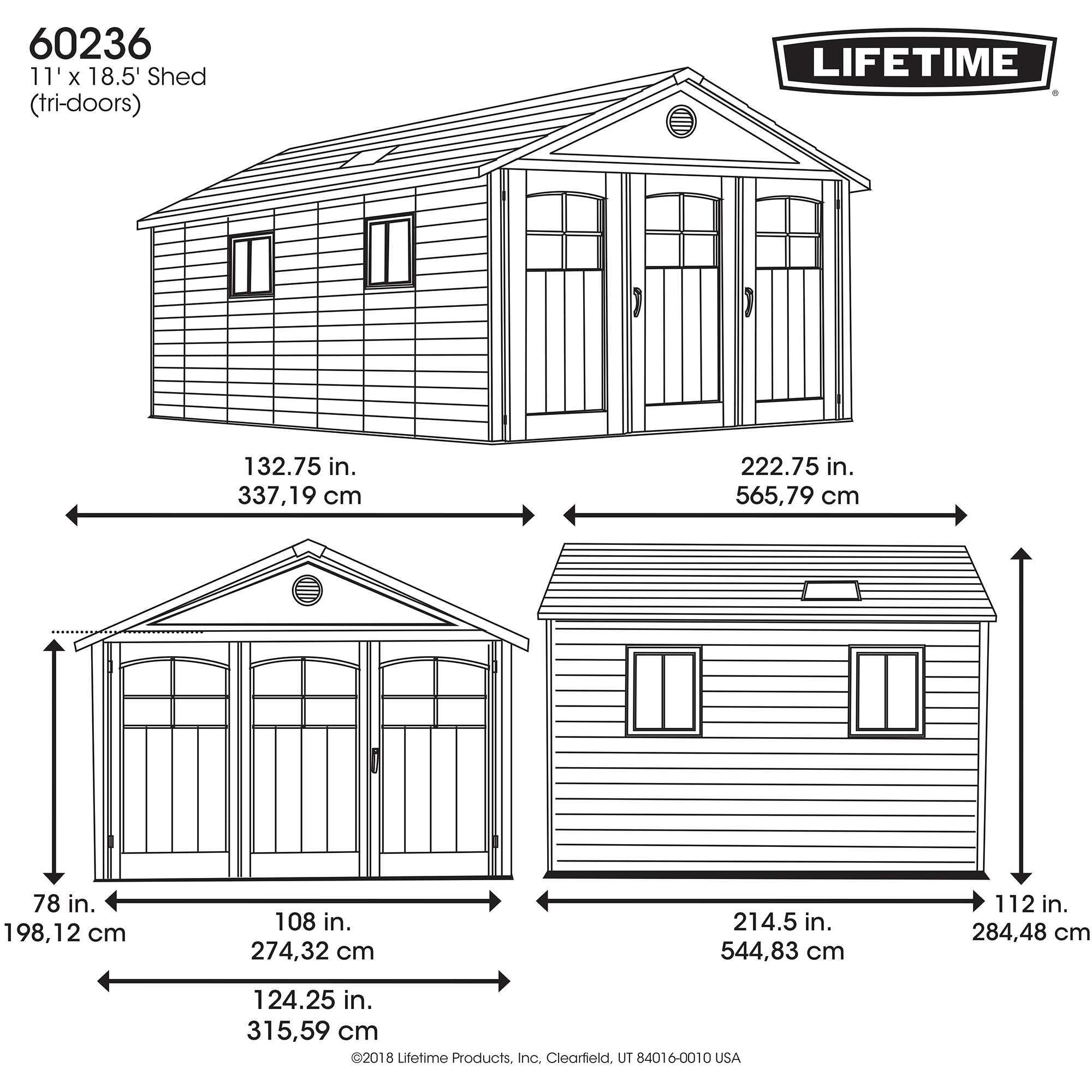 Lifetime 11 Ft. X 18.5 Ft. Outdoor Storage Shed - 60236