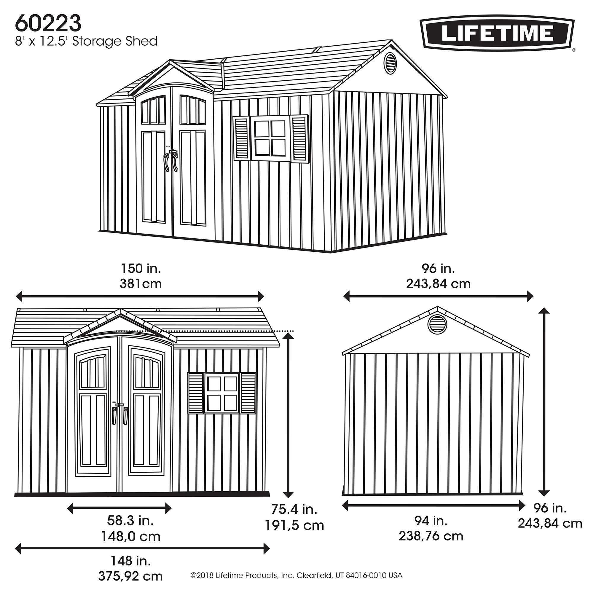 Lifetime 12.5 Ft. X 8 Ft. Outdoor Storage Shed - 60223
