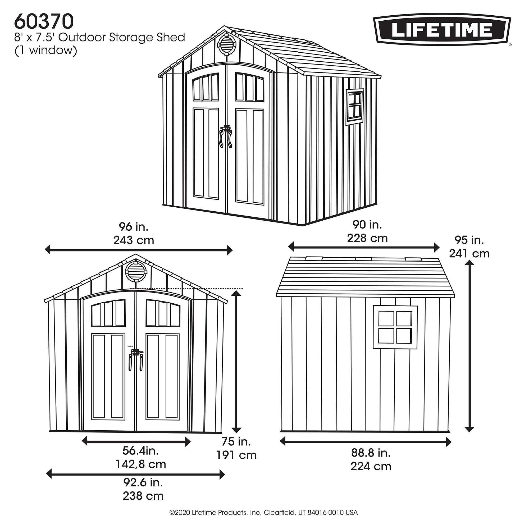 Lifetime 8 Ft. X 7.5 Ft. Outdoor Storage Shed - 60370