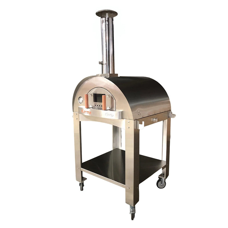 WPPO Karma 42" PRO Stainless Steel Wood Burning Pizza Oven with Cart
